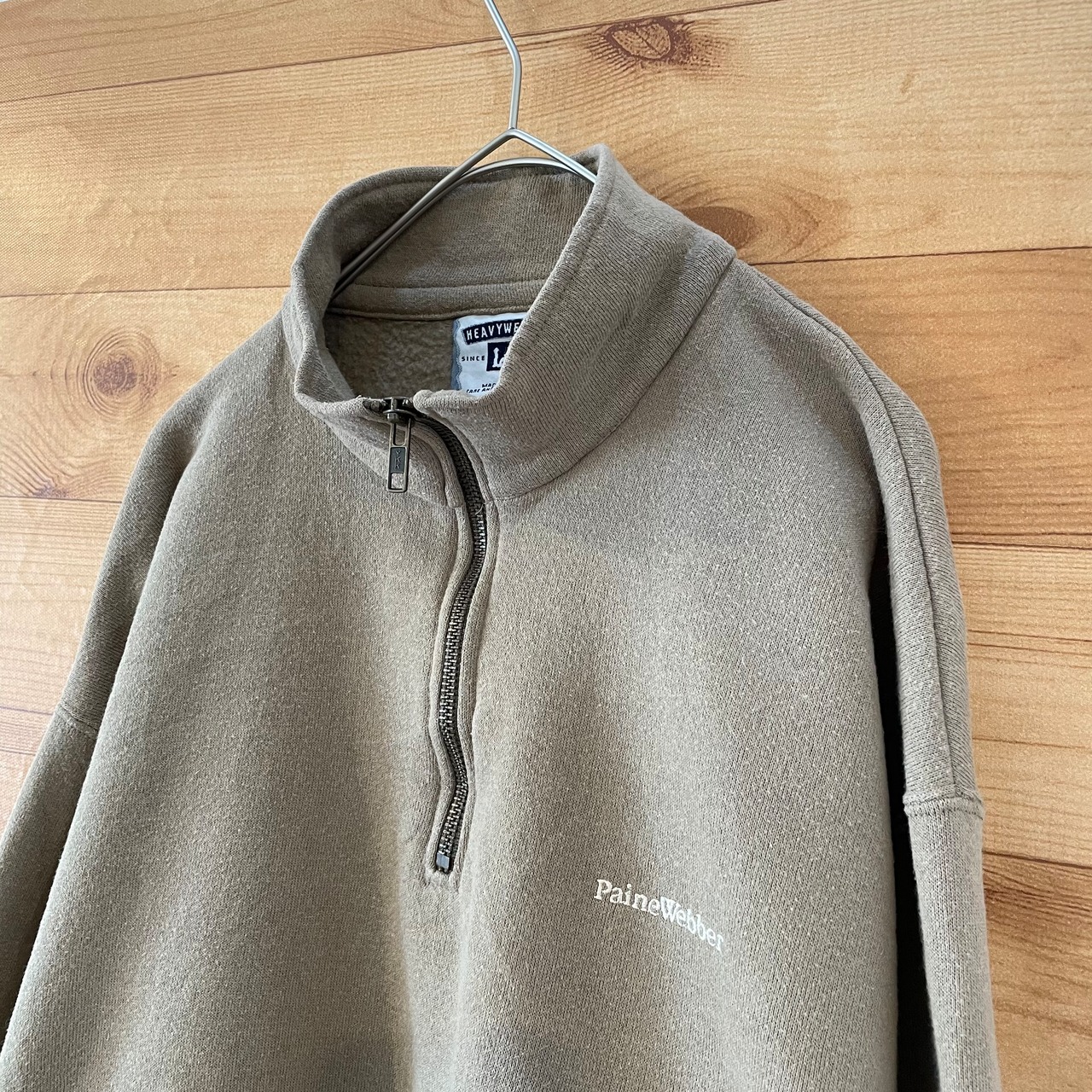 【Lee】90s USA製 企業系 ハーフジップ スウェット Paine Webber 銀行 刺繍ロゴ M ヘビーウェイト HEAVYWEIGHT  US古着