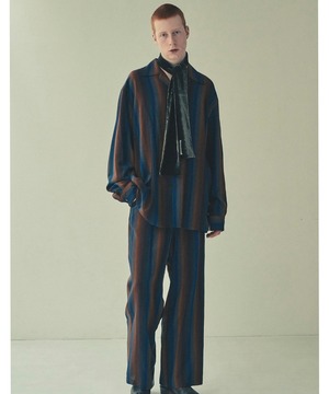 SEVEN BY SEVEN / 800-6250071 LOOSE SHIRTS - WOOL RAYON GRADETION STRIPE - (MULTI STRIPE)