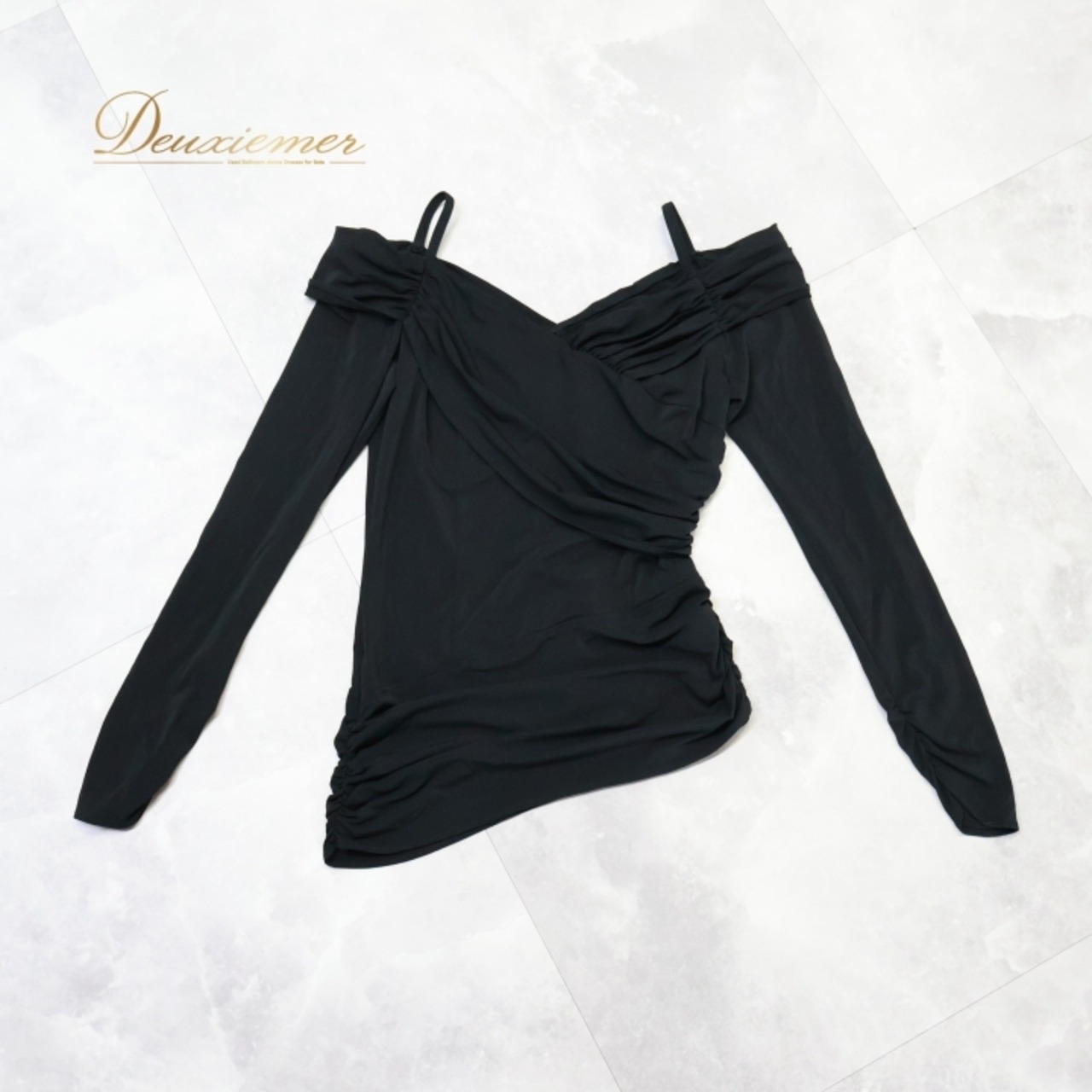 社交ダンス 衣装 トップス ブラウス ブラック系 チャコットロイヤルダンス Chacott ROYAL DANCE 黒 無地 シンプル 練習 レッスン 日本製 オフショルダー 伸縮 ストレッチ 上品 パーティー イベント オールブラック かわいい セクシー