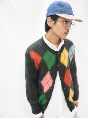 90s benetton made in Italy mohair knit cardigan【1848】