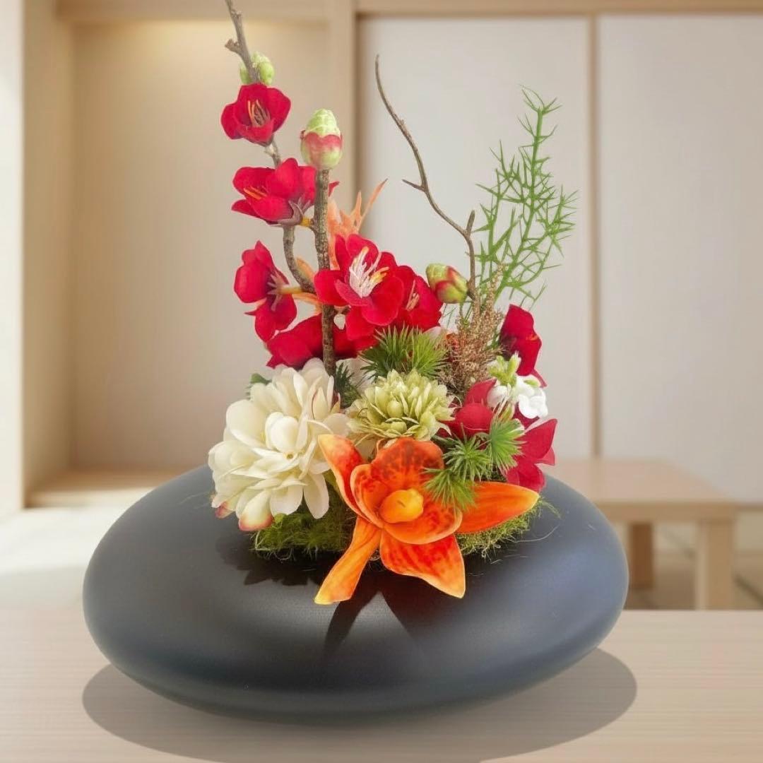 花器の和モダンアレンジメント｜上品なお正月・和風フラワーギフト