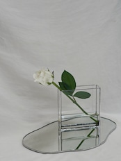 MIRROR PLATE & FLOWER VASSE SET / H10 cm