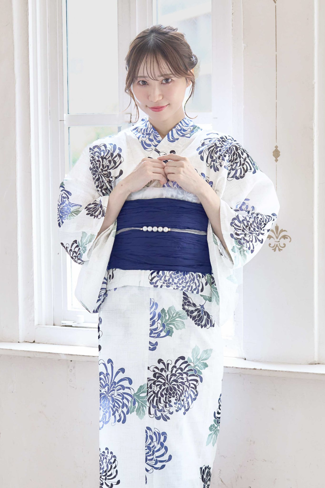 二部式浴衣 セパレート浴衣 3点set えんじ色の菊散らし Y5-18-