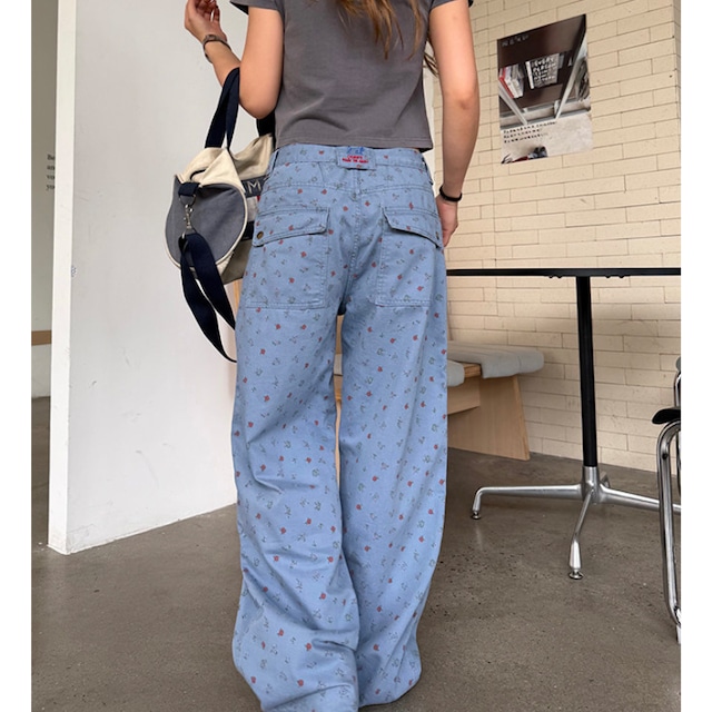 flower pocket colored pants　フラワーポケットカラーパンツ　J2065