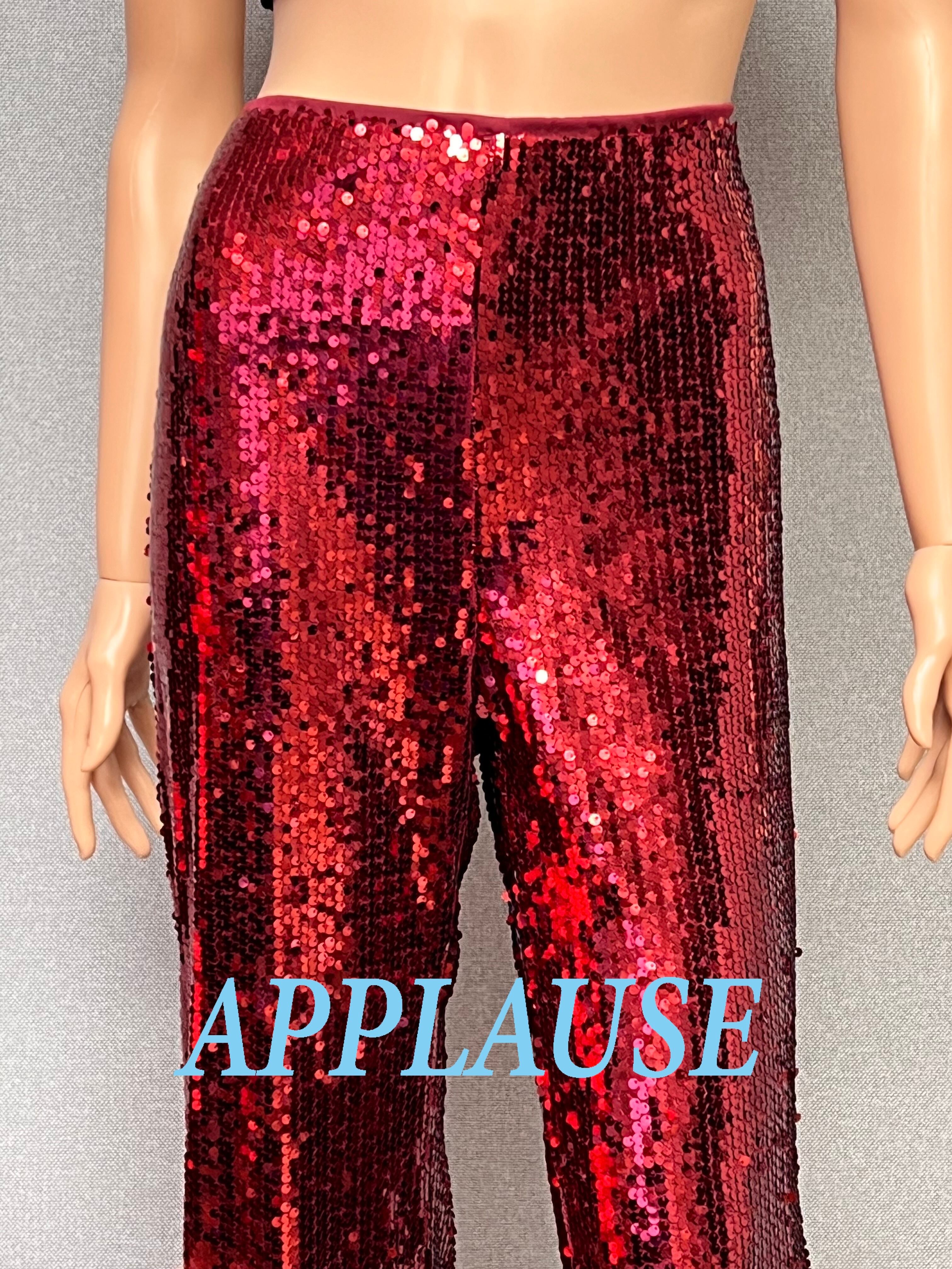 【新着】社交ダンス ドレス　ラテンドレス　バーガンディースパンコールフレアパンツ　L　LA-26-9　 デモ・競技用ドレス　発表会衣装　パーティドレス　ワンピース　舞台衣装