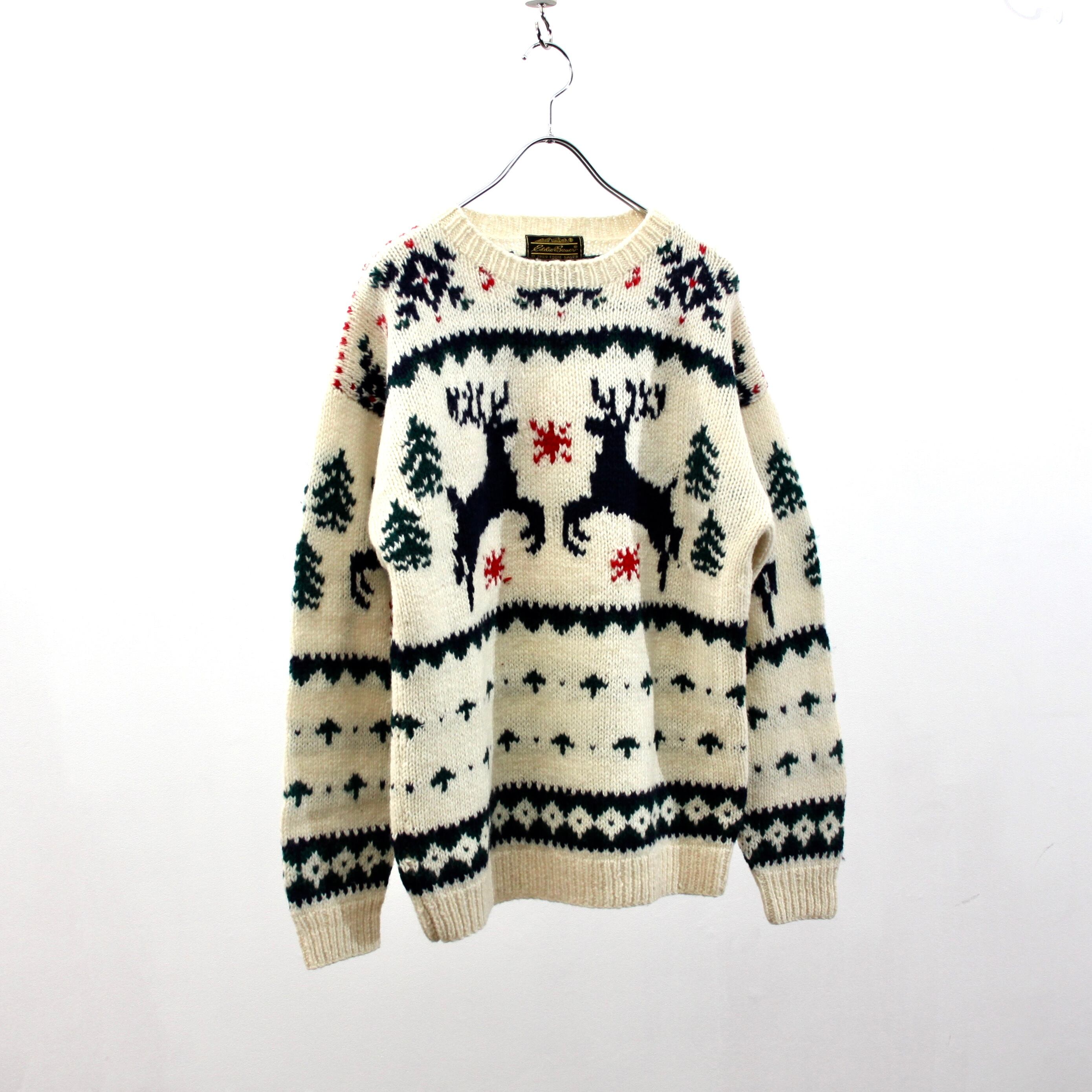 1280. 1980's Nordic pattern wool knit sweater ホワイト ...