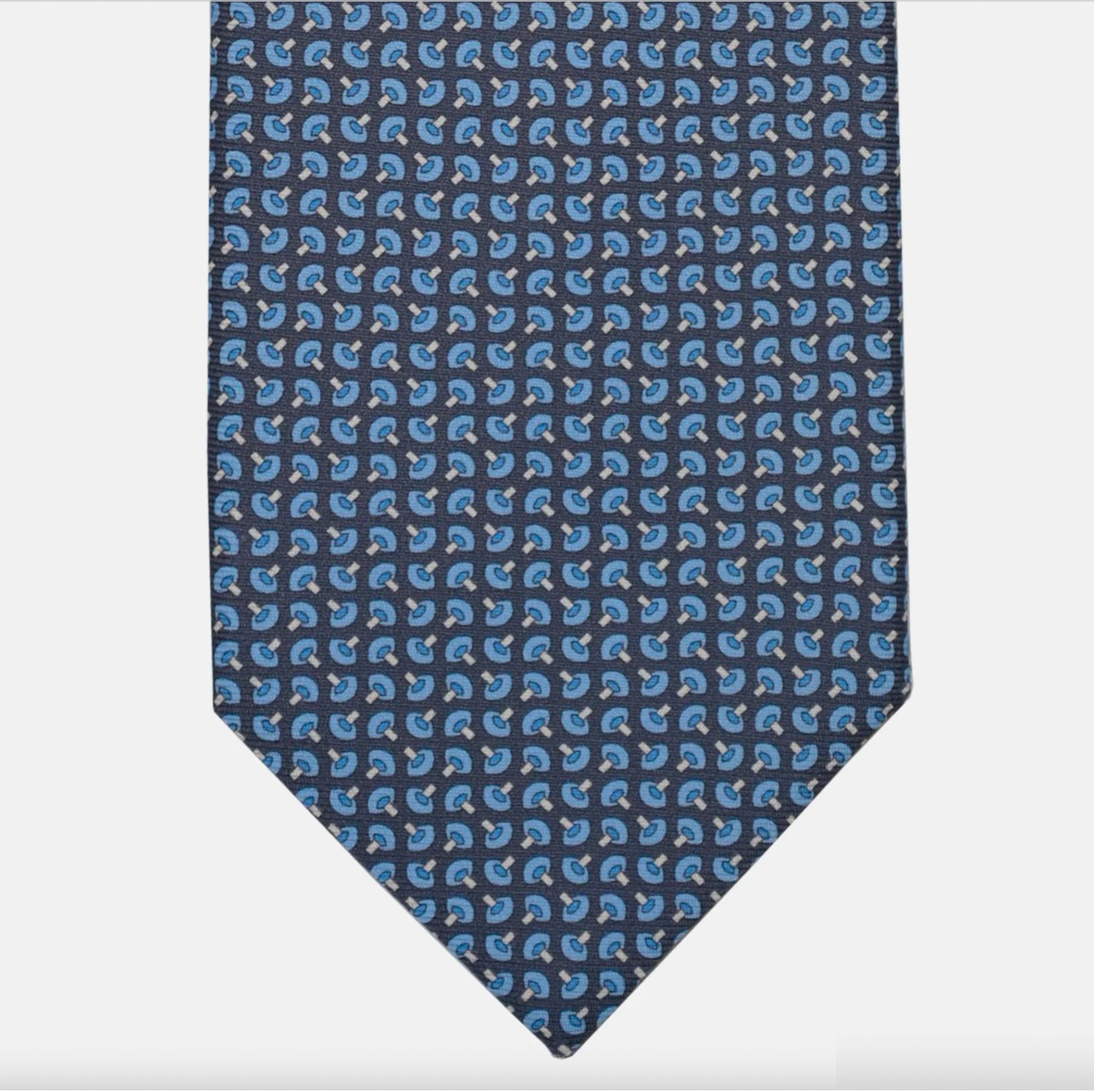 3-FOLD SILK TIE, MICRO GEOMETRIC PATTERN, LIGHT BLUE GREY - 3104