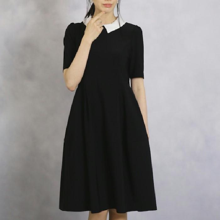 【Pont Neuf ポンヌフ 新品】 襟取り外せるワンピース アデル カンパネラ BB1020 ネイビー M L 働く女子 通勤コーデ 大人可愛いコーディネート