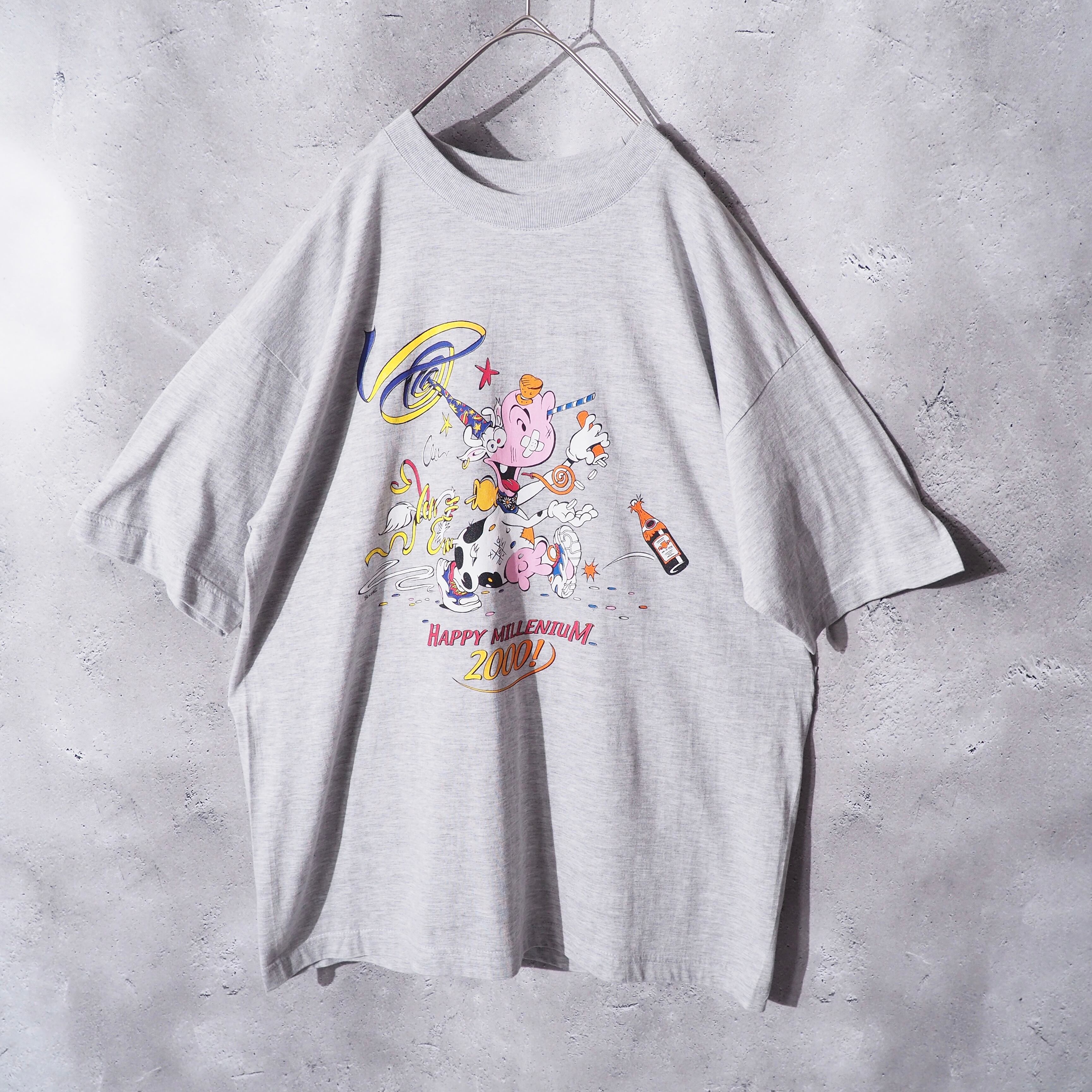 " Happy Millennium 2000!" Animal printed SS Tee