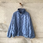 Blue shiny leaf pattern blouson