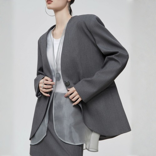Layered sheer tailored jacket C1325