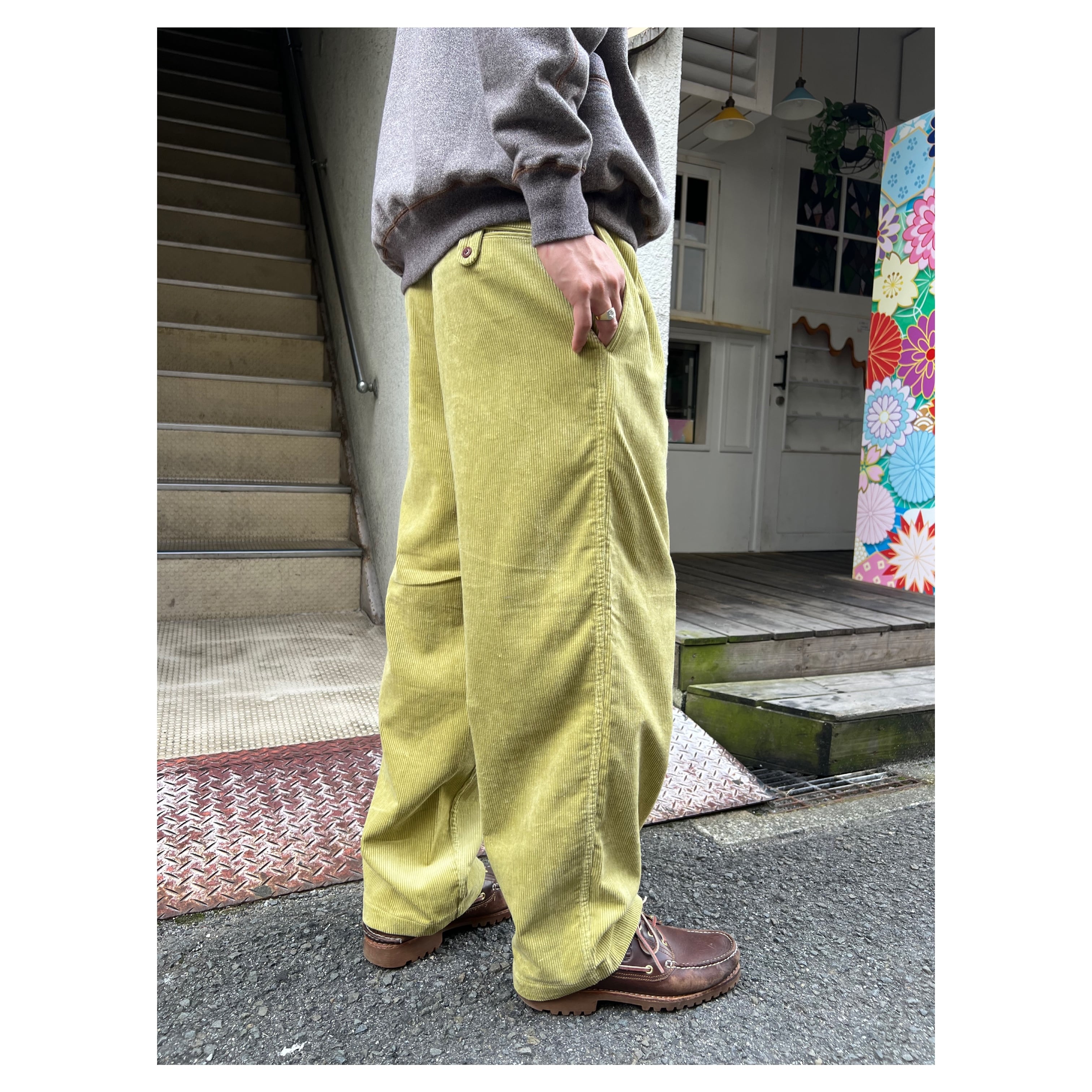 NOROLL / THICKWALK CORDS PANTS LIME GREEN | THE NEWAGE CLUB