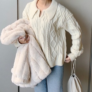 ME6247 Collar Cable Knit