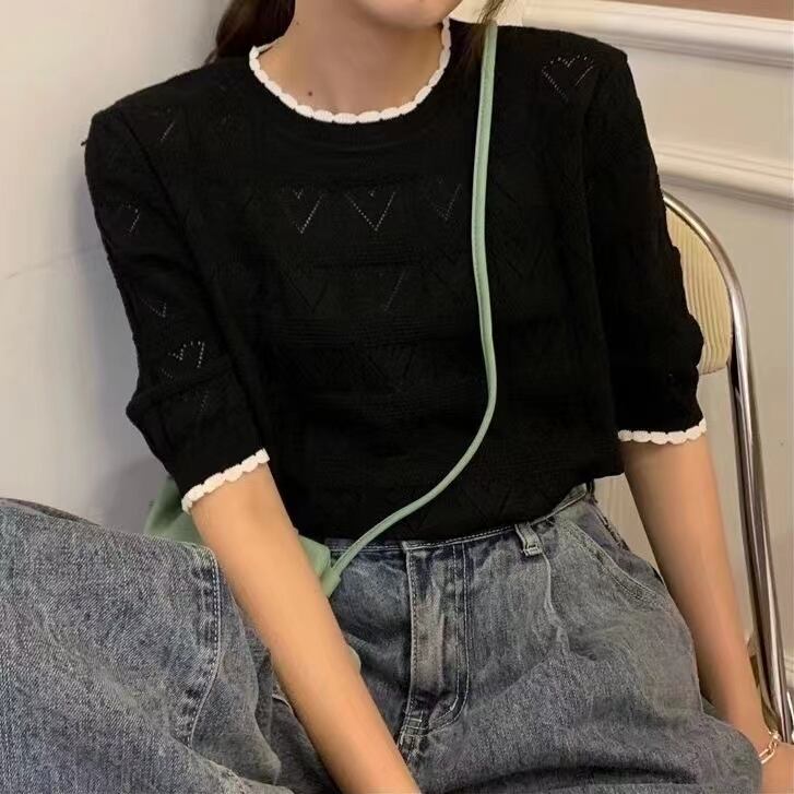 5部袖 柄ニット　AJ1080-5005