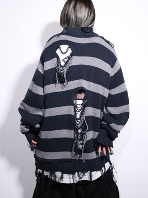 REMAKE / clash bolo × zip  border half zip knit