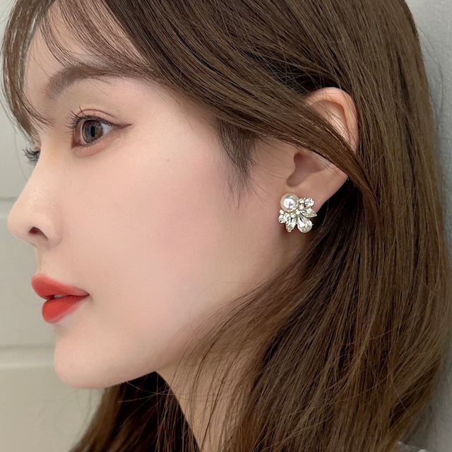 【エアーフィット】パールビジューイヤリング