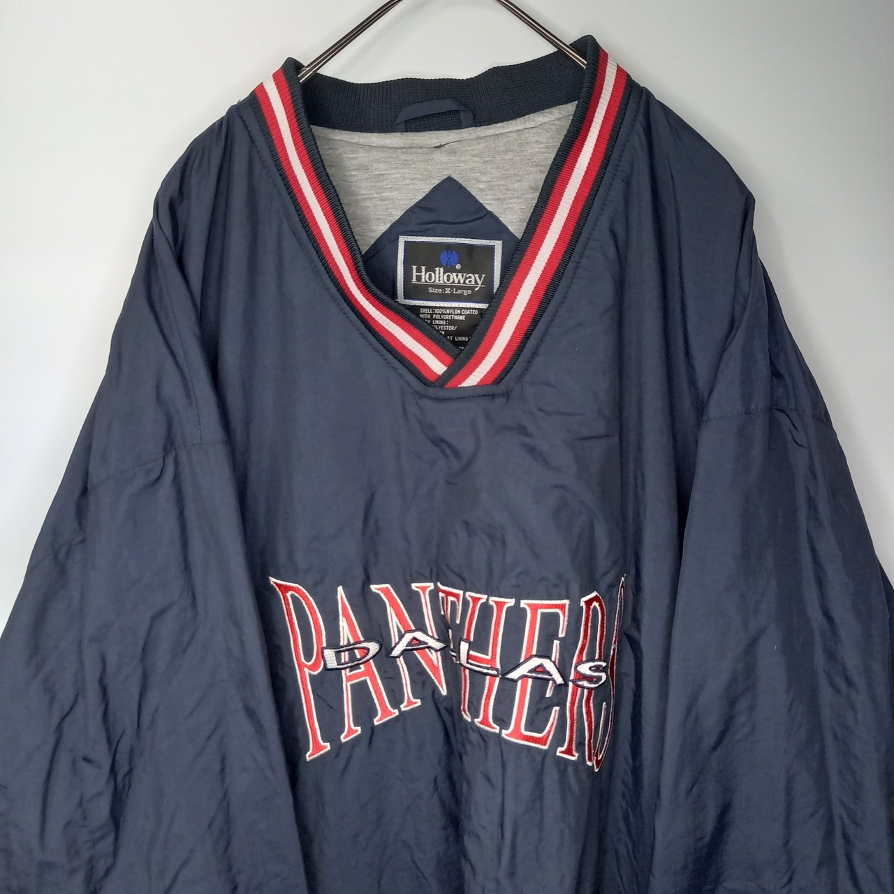 ホロウェイ　Vネック　ナイロンプルオーバー　オーバーサイズ　刺繍ロゴ　XL