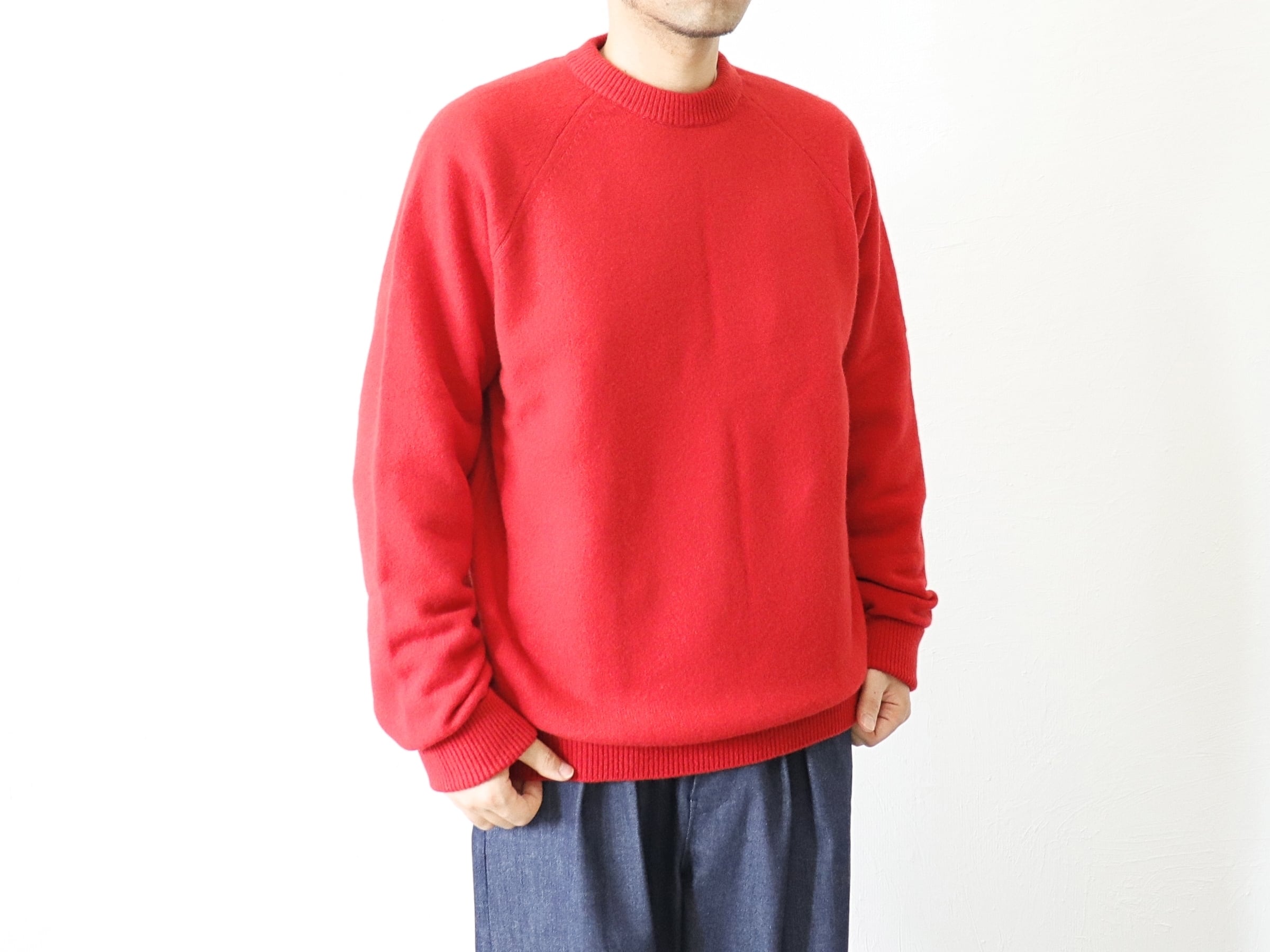 NARU FACTORY / タスマニアラム ラグランニット - RED