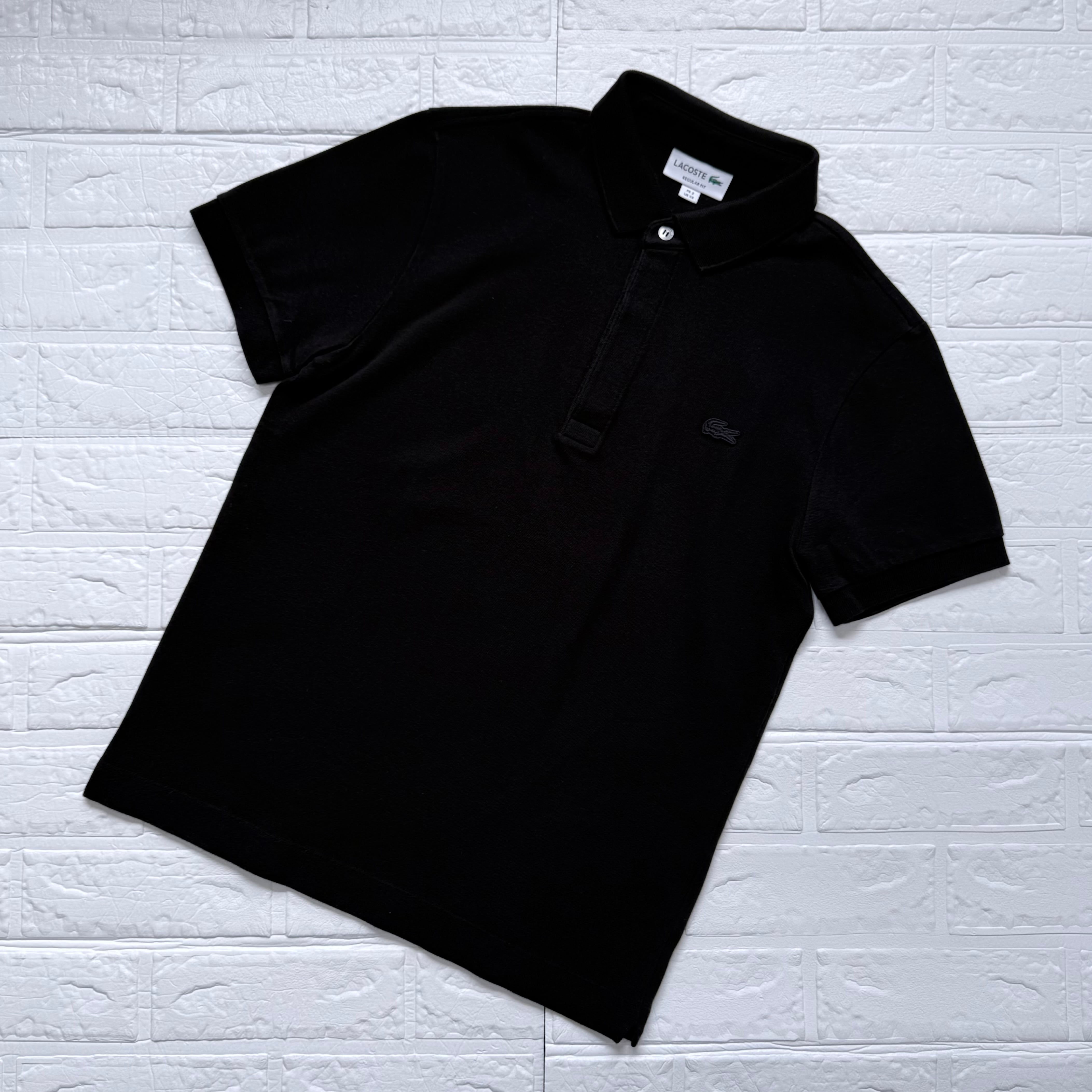 LACOSTE PH5522L PARIS コットン 鹿子 半袖ポロシャツ ブラック サイズ