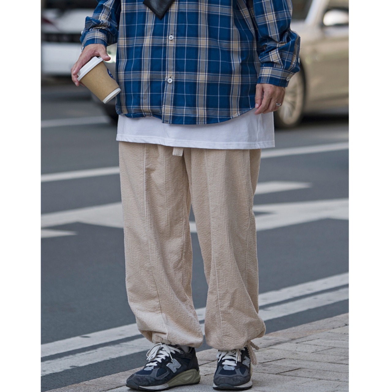 Corduroy wide drawstring pants 0313 - 6