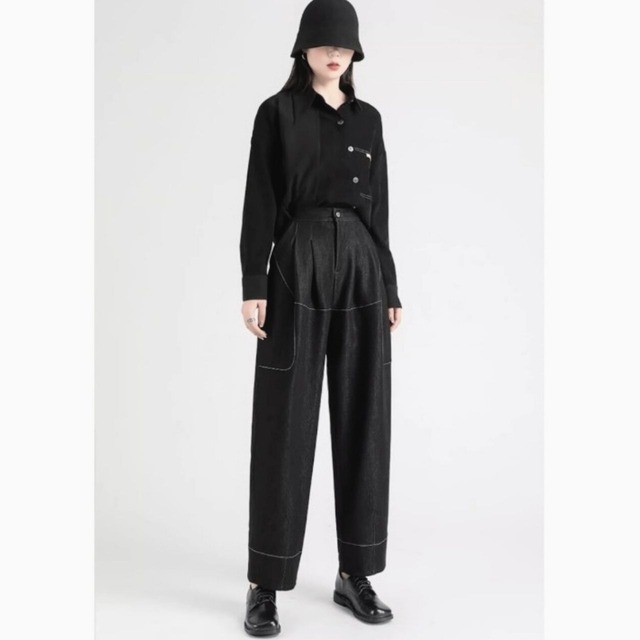 Uncle straight wide leg pants C0777