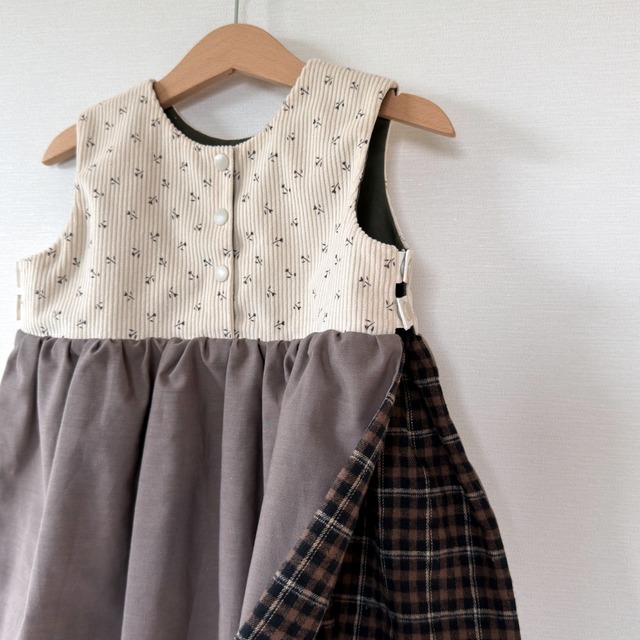 気ままワンピ aw ( 80-90 ) / ハンドメイド handmade ワンピース リバーシブル エプロンワンピ 韓国 韓国生地