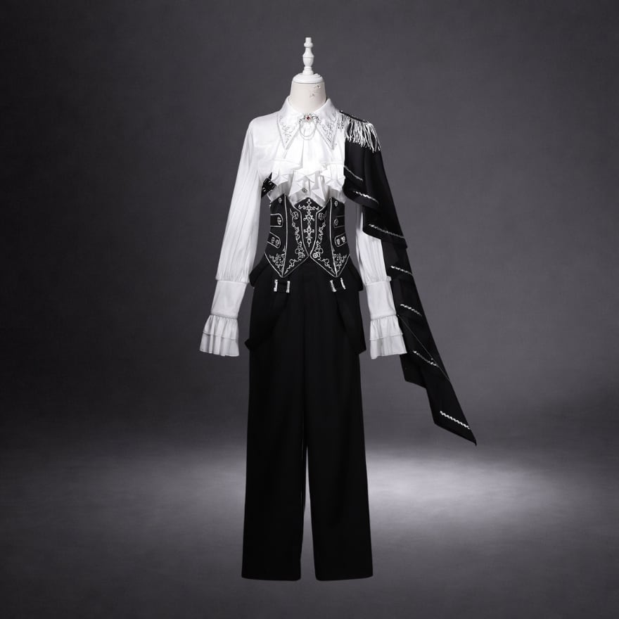 白王子セット・黒王子セット ロリータファッション 王子系ロリータ｜黒×白の刺繍コルセットが主役
