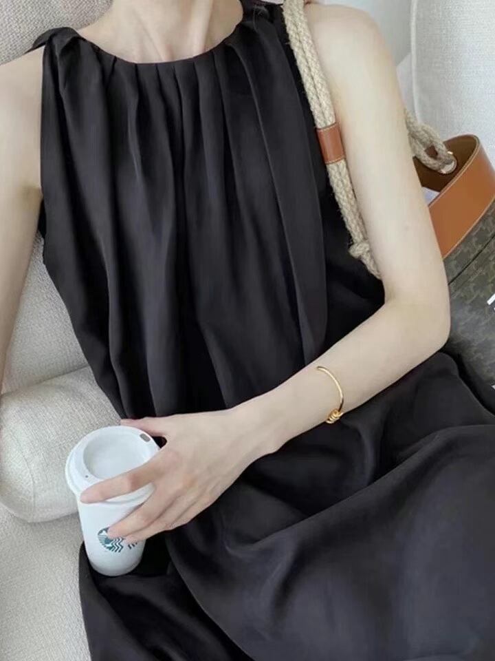 リネンブレンド　タックワンピース　AJ22262-6858