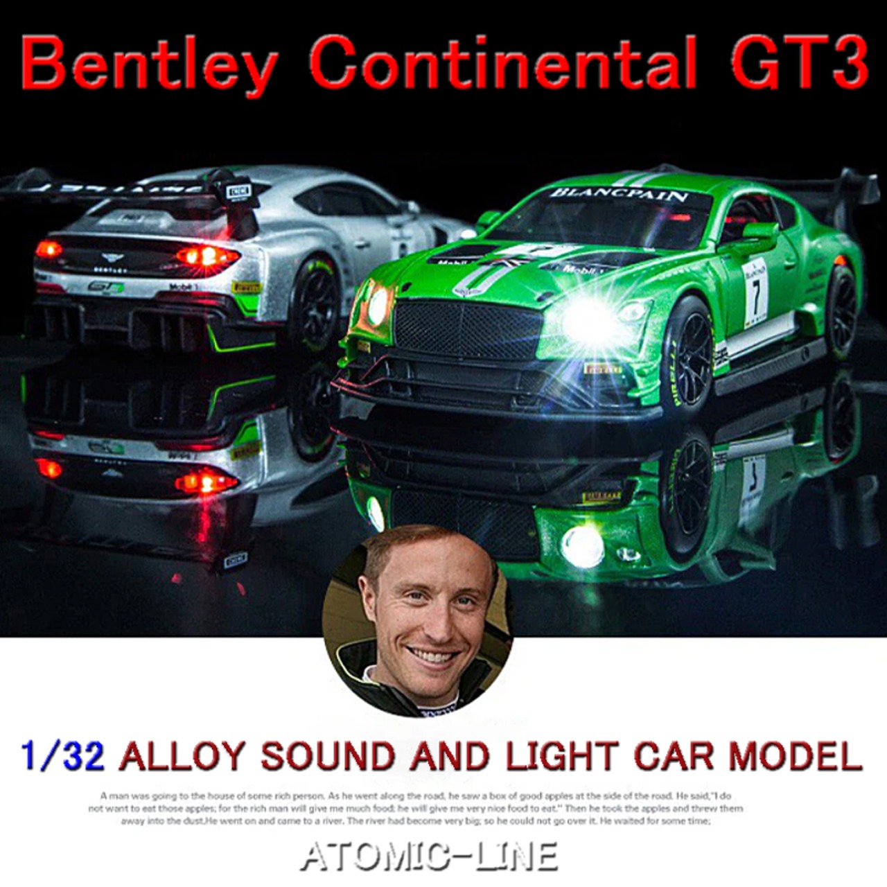 Bentley コンチネンタル GT3 1/32 ミニカー 全4色 ライト点灯 エンジンサウンド 合金モデル 模型 ジオラマ