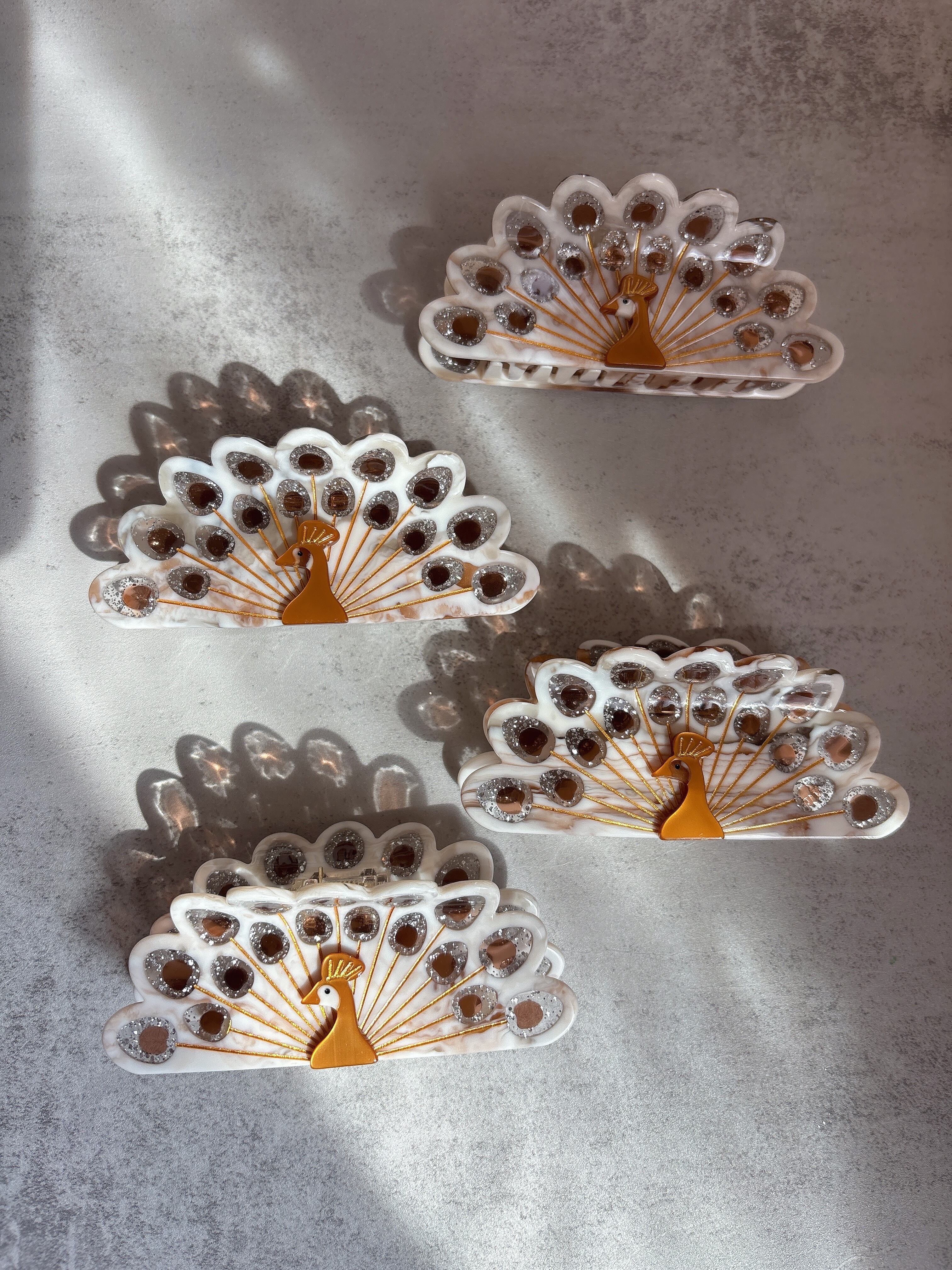 Royal peacock collection 第一弾【Smoky Quartz】孔雀のヘアクリップ