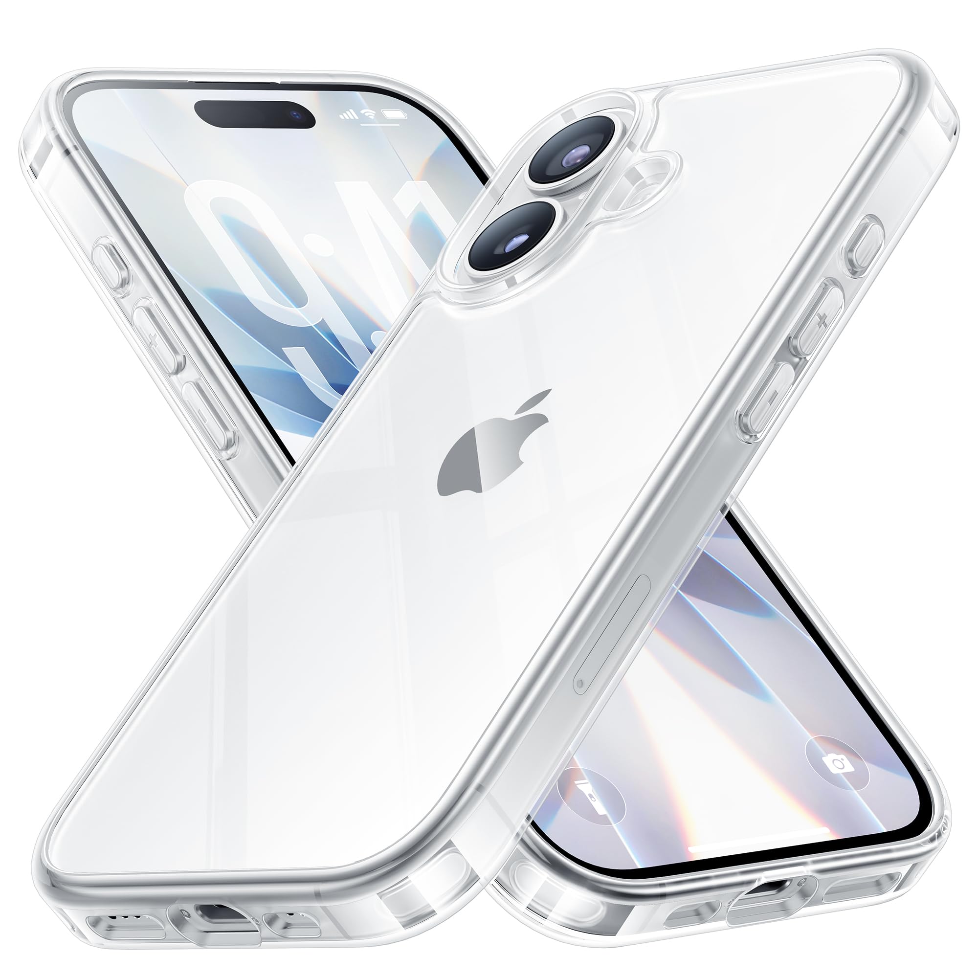 NIMASO iPhone17用 ケース クリア 背面強化ガラス 耐衝撃 傷つき防止 黄ばみ防止 アイフォン17対応 (6.3インチ)