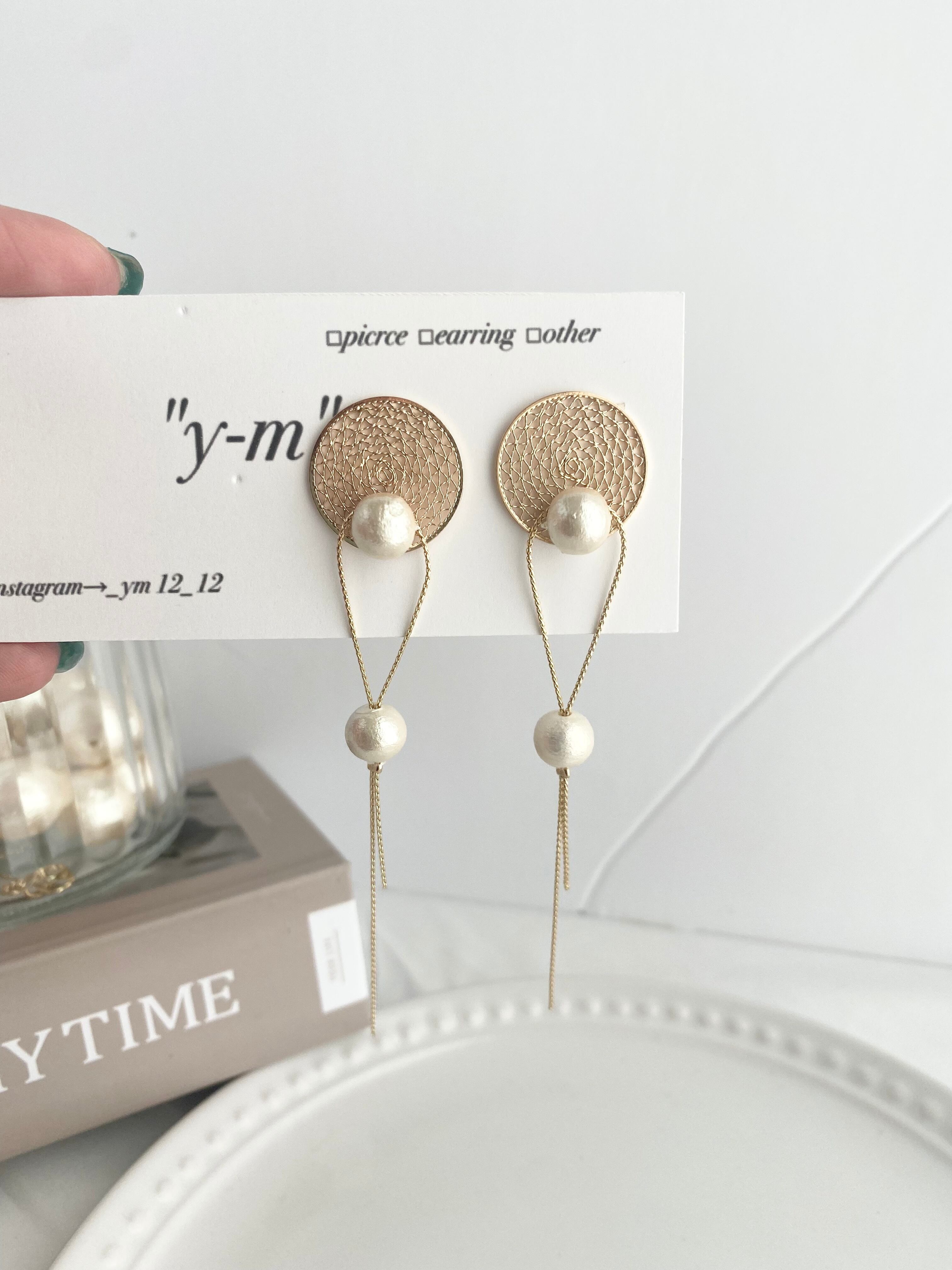 あみあみゴールドプレート/y-m-上品なハンドメイドピアス | y-m-上品な