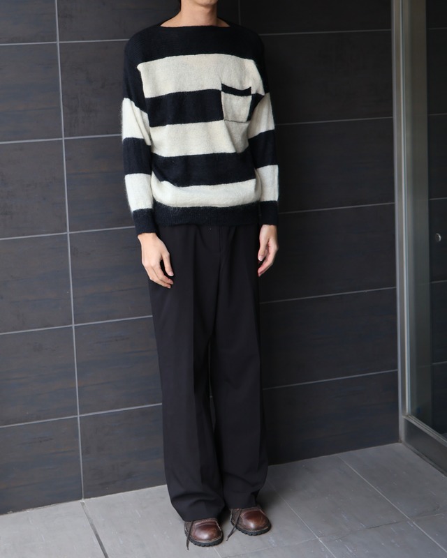 Boat neck striped knit