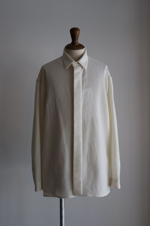 nonnotte " ウールコットン縮絨差ツイードサッカーOVERSIZED SHIRT ( Cloud Cream )"
