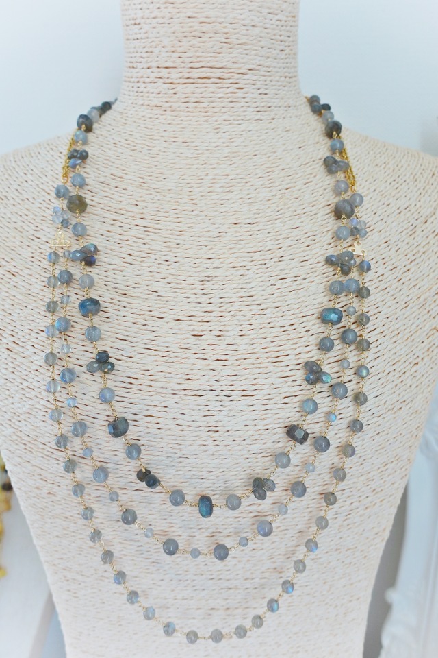 《ミステリアス・ブルーグレー》ラブラドライト ネックレス＆ピアスセット②