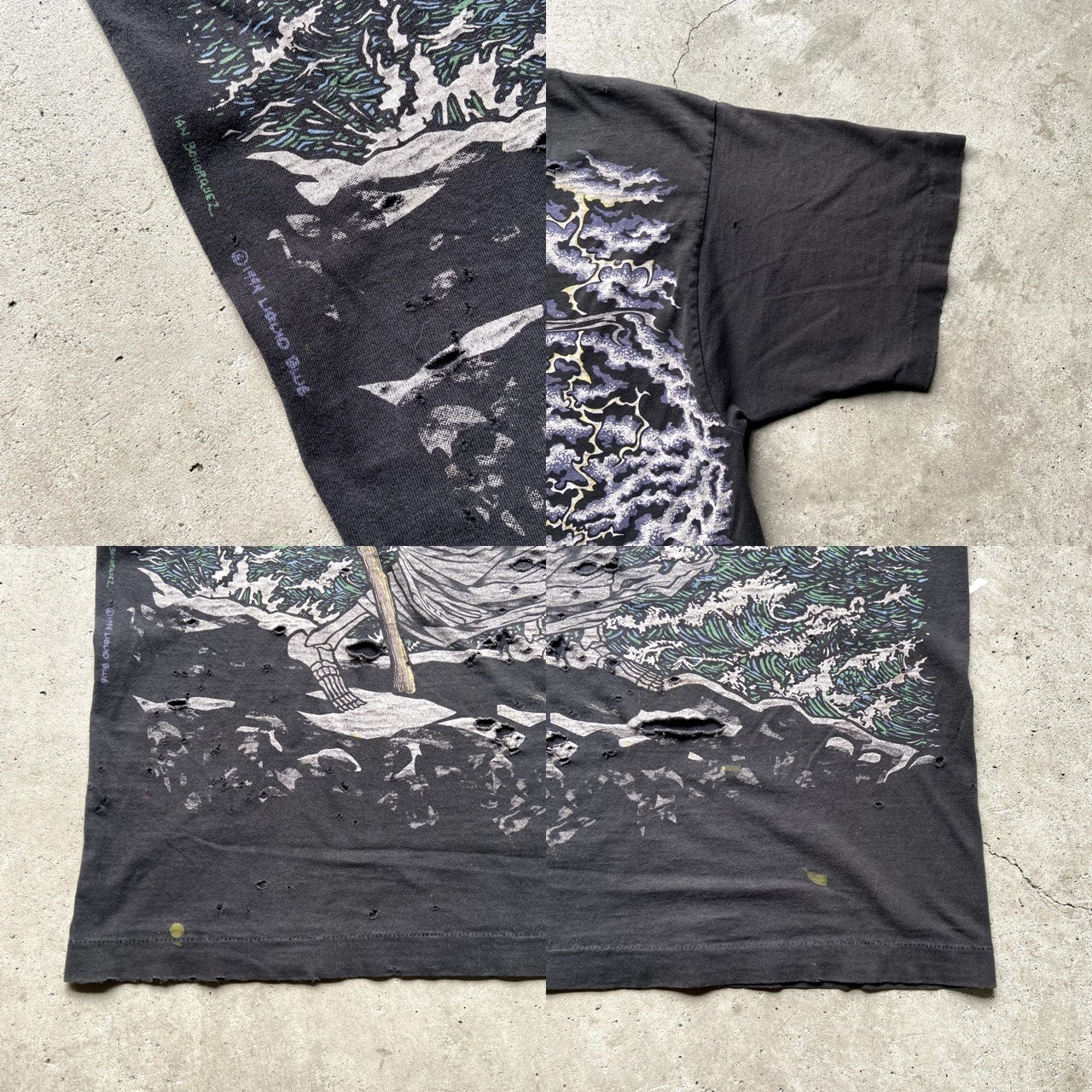 90年代 USA製 LIQUID BLUE ビッグプリント スカル 死神 Tシャツ メンズ 