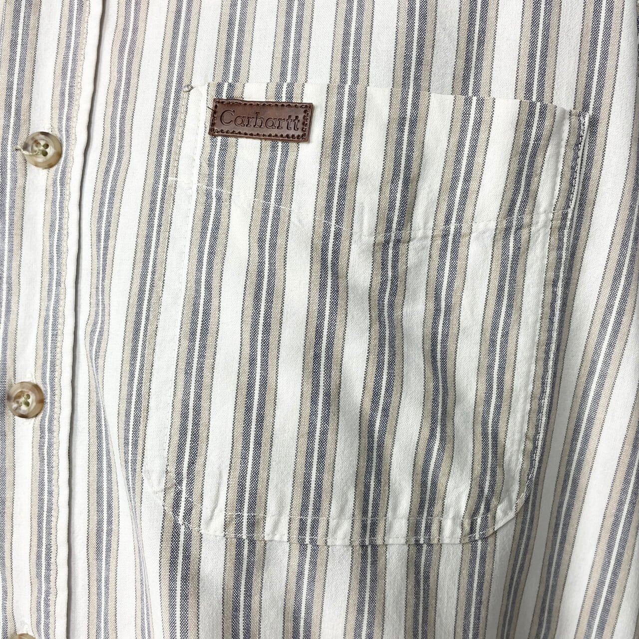 90年代 Carhartt カーハート ストライプ柄 半袖 ボタンダウンシャツ
