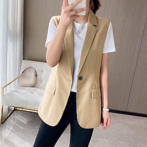 テーラード ベスト レディース 春秋冬 アウター ジレ おしゃれ オフィス ビジネス 通勤 きれいめ 大人 かわいい トレンチ 羽織り 大人可愛い 大人女子