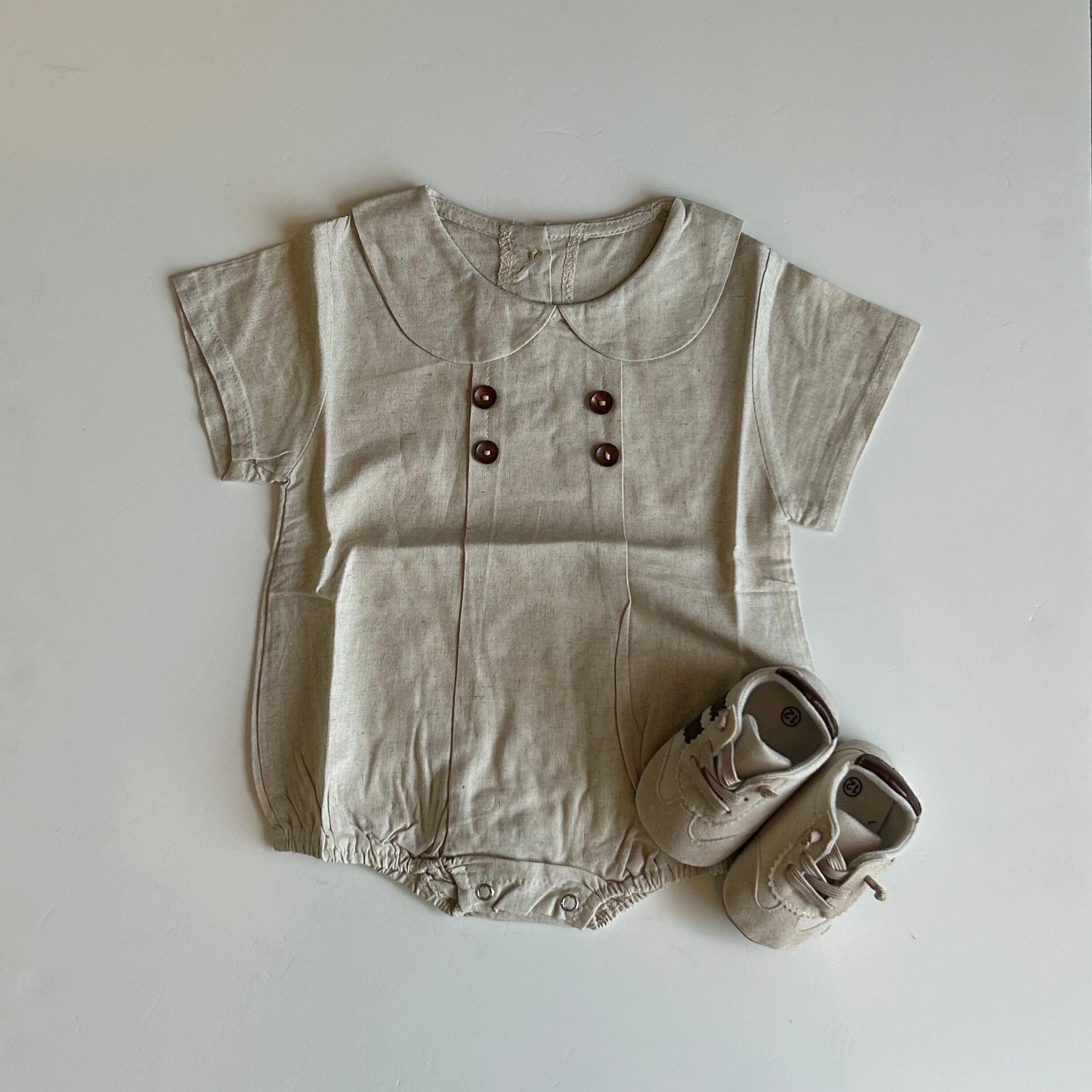 big collar beige rompers