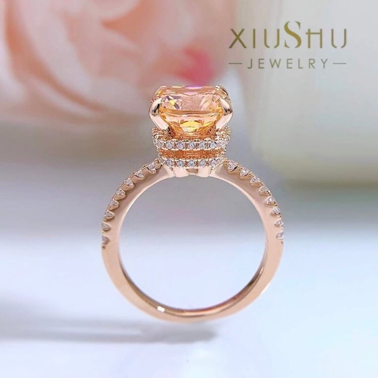 4カラット 人工モルガナイト オレンジ リング ラグジュアリー