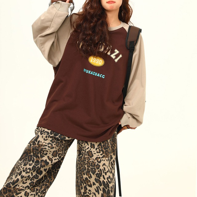 レトロスポーツカラーブロックスウェット   2col   R00669