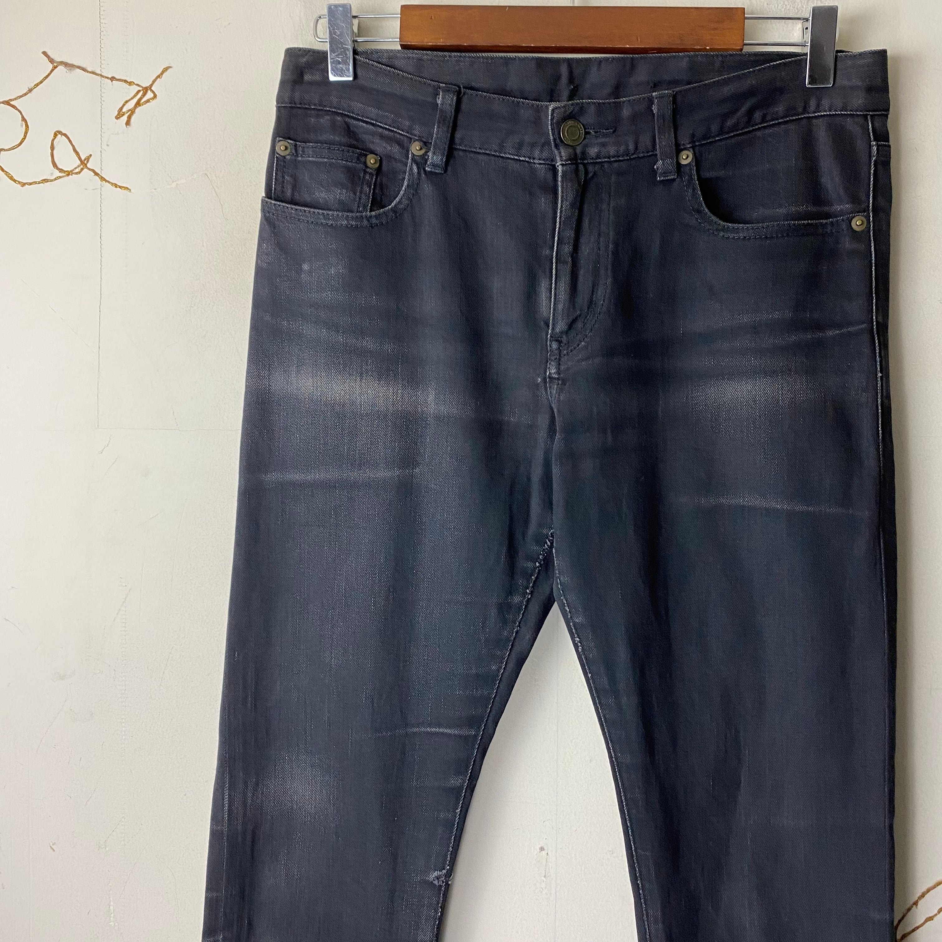 SAINT LAURENT PARIS black denim skinny pants designed by Hedi 