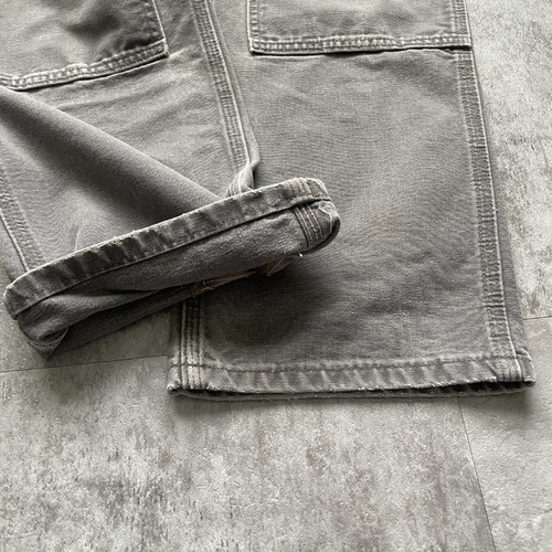 00s USA生地グレー ダブルニー Carhartt B136 31×32 詳細写真6