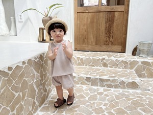 【Bebe nine】ワッフルブルマツーピース ベージュ 70〜80cm　24047
