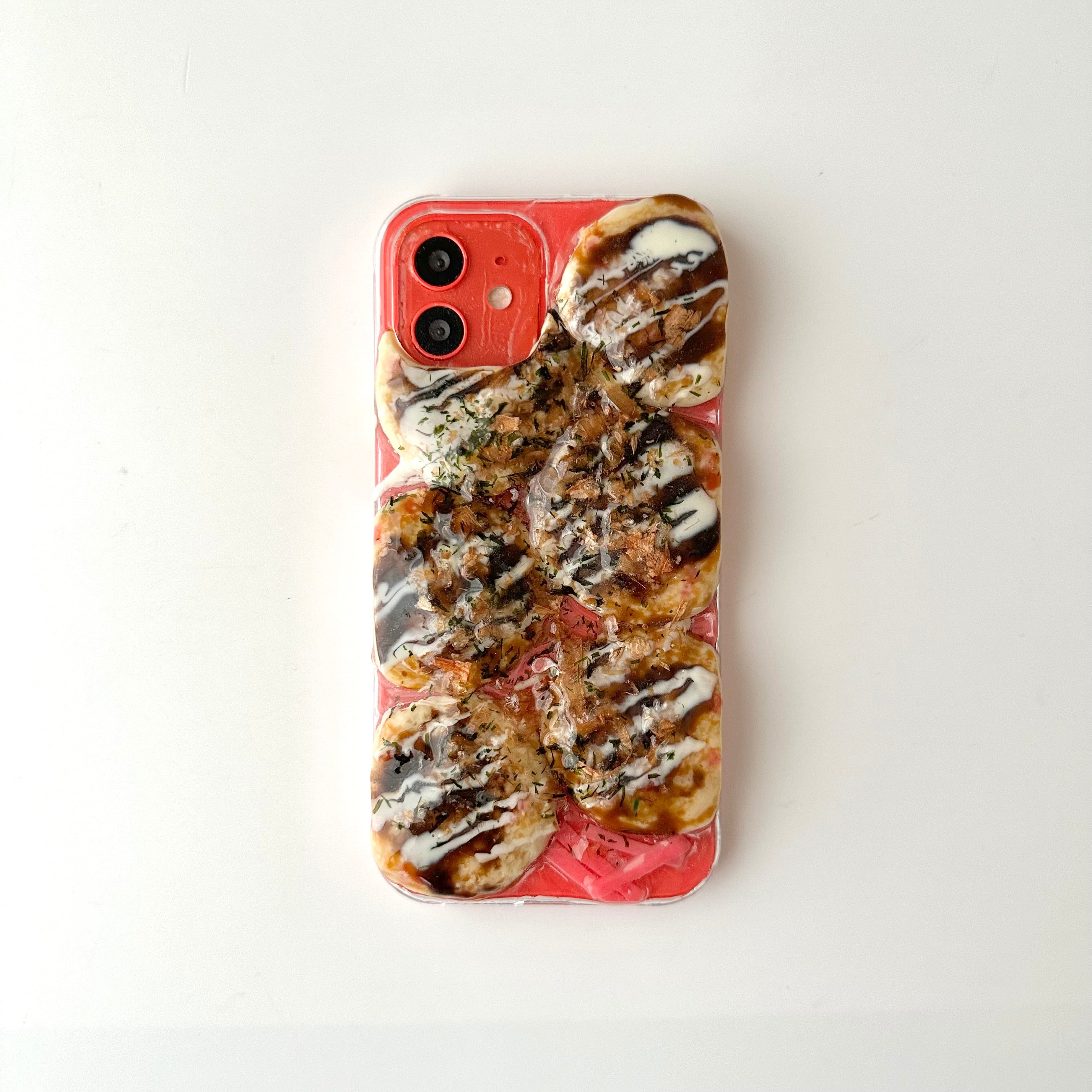 86.熱々たこ焼き のスマホケース | astin muhler | 押し花・押し