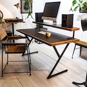 Black iron Old oak & y edge legs work desk