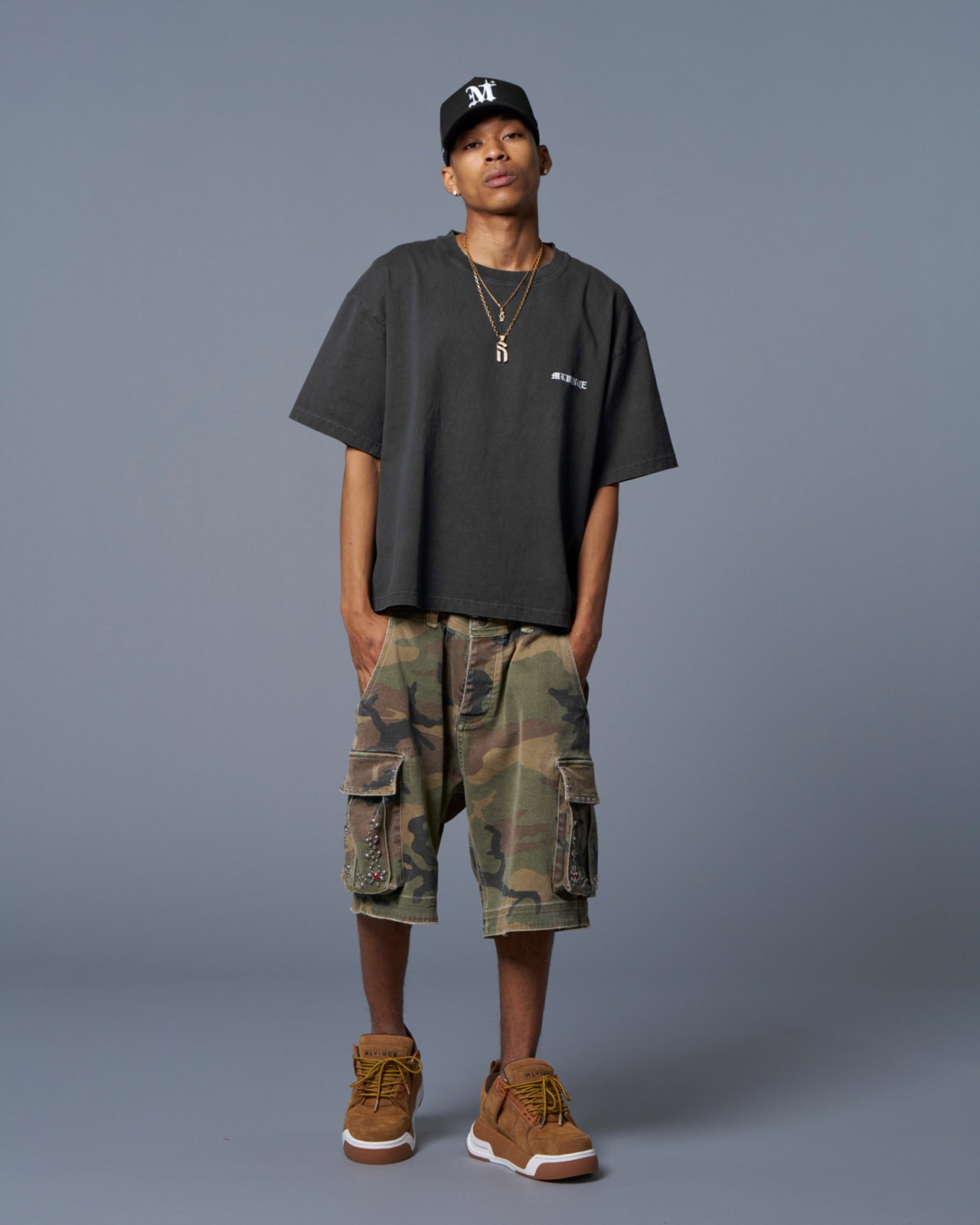 MLVINCE / MLV FLAG BIG TEE washed black