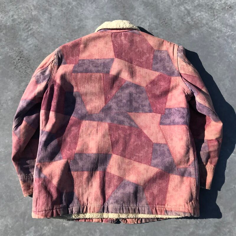 70's Lee Outerwear パッチワークボアカバーオール ジャケット ピンク 名作 ユニオンチケット 36～38 レア 希少 ヴィンテージ  | agito vintage powered by BASE