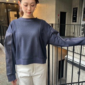 【冬のカジュアルアイテム】ボンバーヒート×デニム切替えコンビトップス ‐ LEO-25136 インディゴ ‐