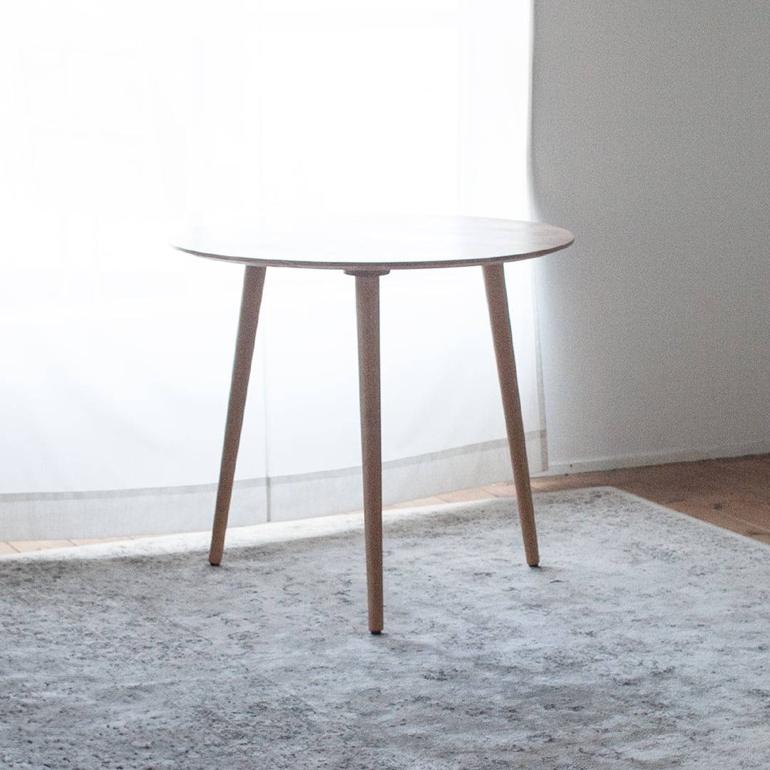 オーク材の3本足ラウンドダイニング［3サイズ 70cm 80cm 90cm] セミ